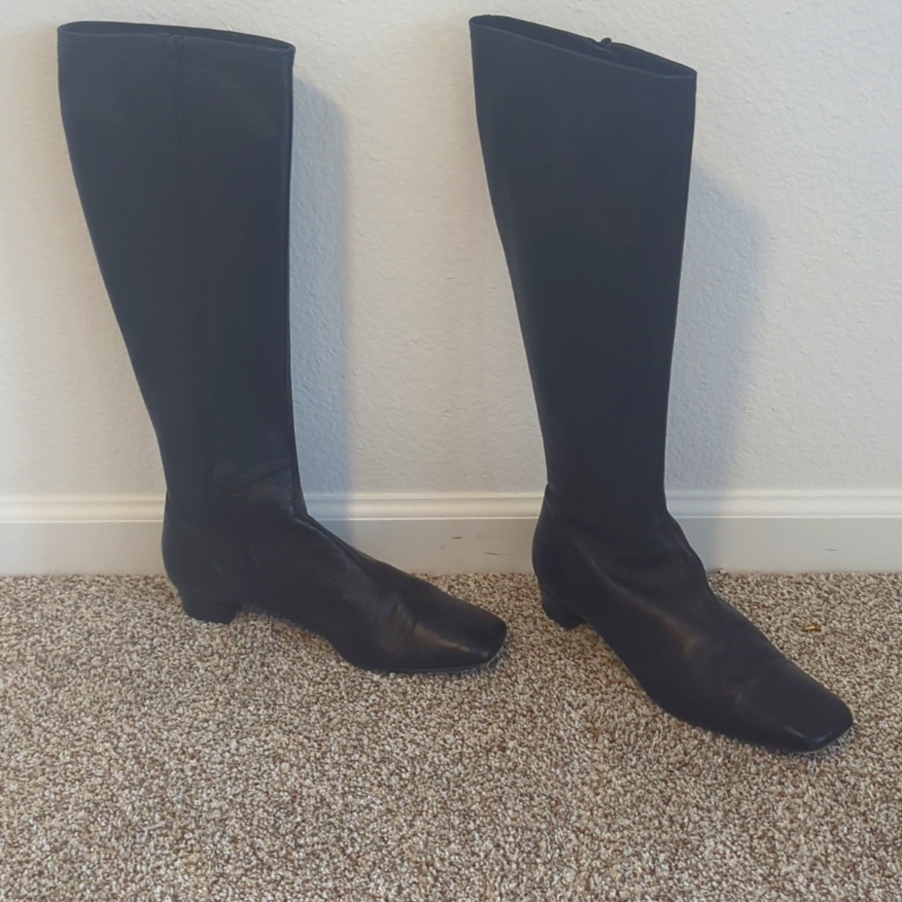 By Far size 41 black leather square toe boots